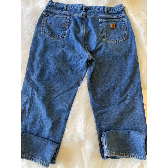 Carhartt Mens Blue Denim Jeans 42x34 Relaxed Fit 100% Cotton Straight Leg - Picture 4 of 8
